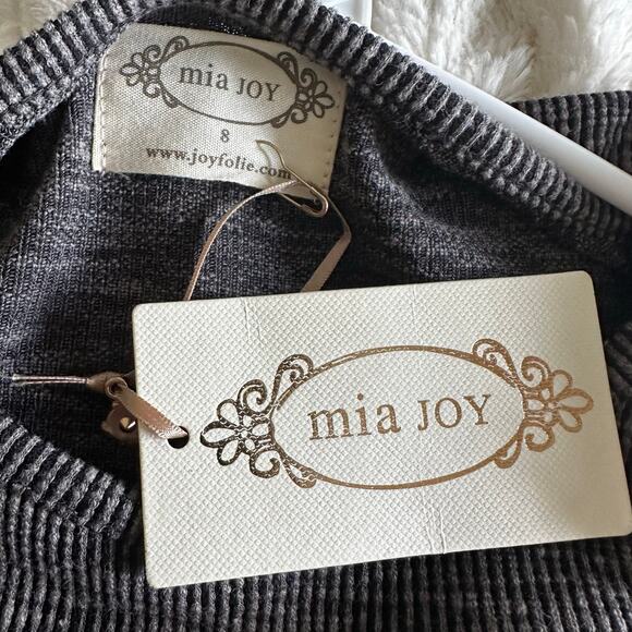 NEW Joyfolie Mia Joy Black Gray Asymmetrical Ribbed Girls Dress sz 8 - Picture 3 of 3